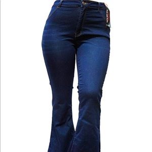 Womens Plus 70s Flared Bell Bottom Jeans.